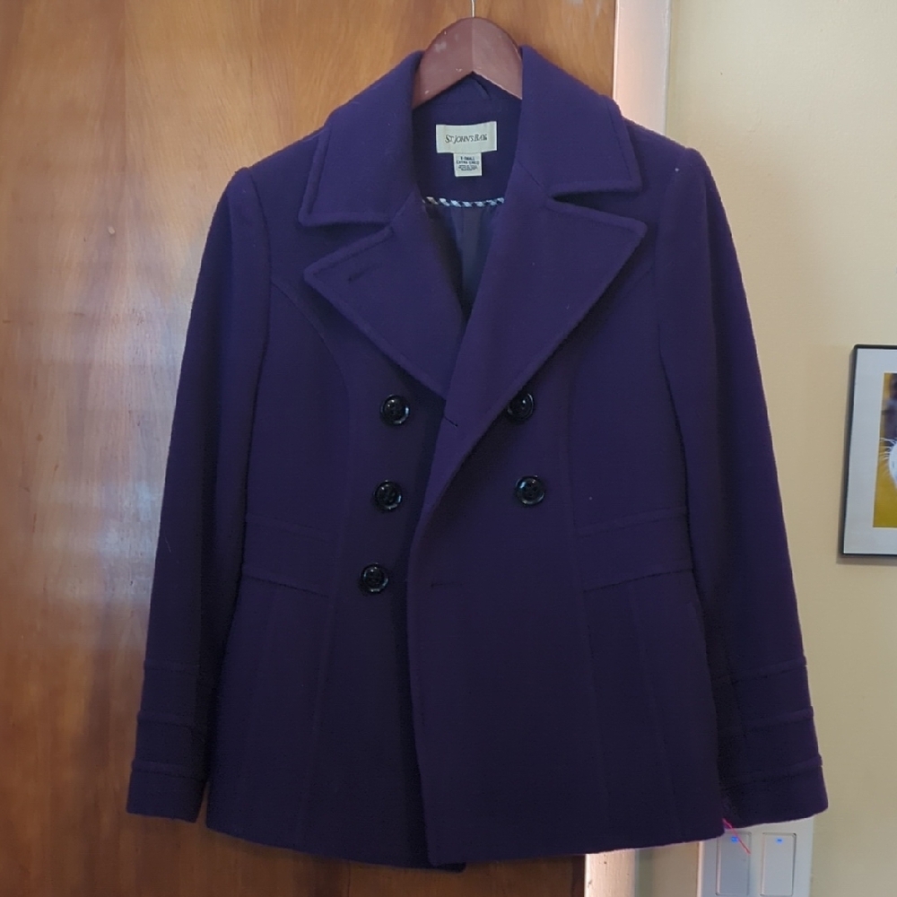 Double-Breasted Wool Blend Peacoat